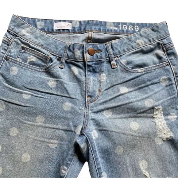 Gap 1969 Always Skinny Polka Dot Distressed Skinny Jeans 28 - Picture 3 of 6